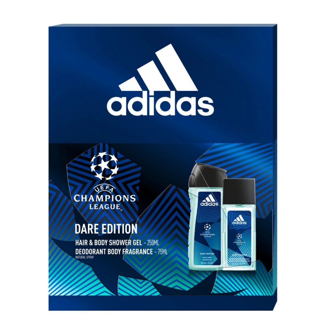 Set 2 Produse Adidas Dare Edition, Spray de Corp 75 ml, Gel de Dus 250 ml, Set Adidas, Gel de